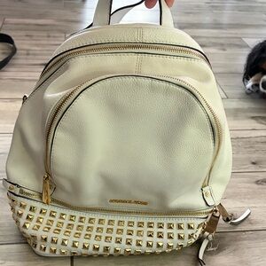 Michael Kors White and Gold Studded Backpack